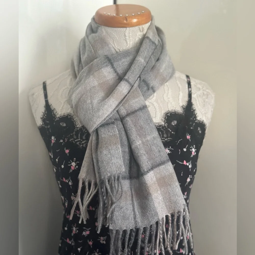 AMICALE Cashmere Men's 100% Cashmere Plaid Scarf